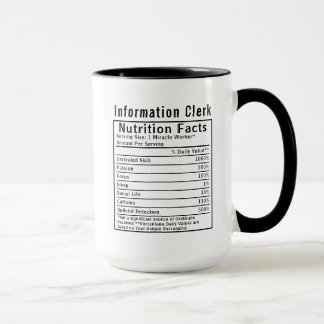 Taza Funny Information Clerk Nutrition Facts Staff Gift
