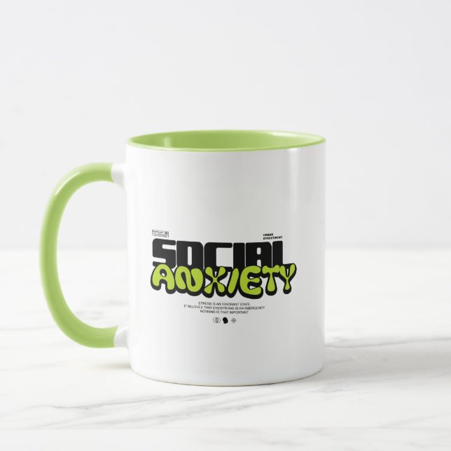 Taza Funny Introvert "Social Anxiety" Quote (Izquierda)