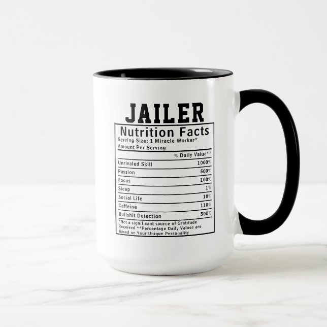 Taza Funny Jailer Nutrition Facts Prison Staff Gift (Derecha)