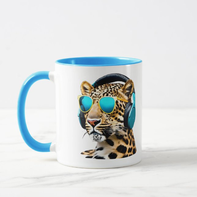 Taza Funny Jammin' Leopard Coffee Mug (Izquierda)