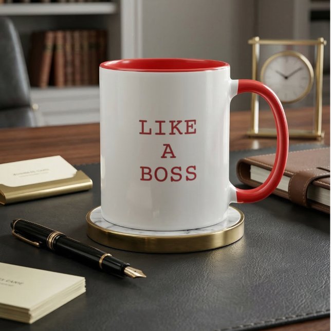 Taza Funny Like a Boss Quote Two Tone Coffee Mug  (Funny Like a Boss Quote Two Tone Coffee Mug with Cute Motivational Saying!)