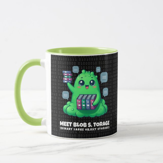 Taza Funny Meet Blob S. Torage Binary Background (Izquierda)