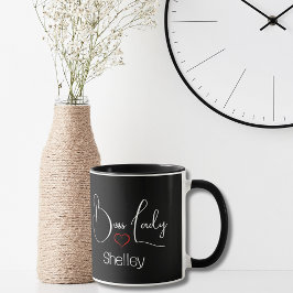 Taza Funny Modern Boss Lady Black and White Script