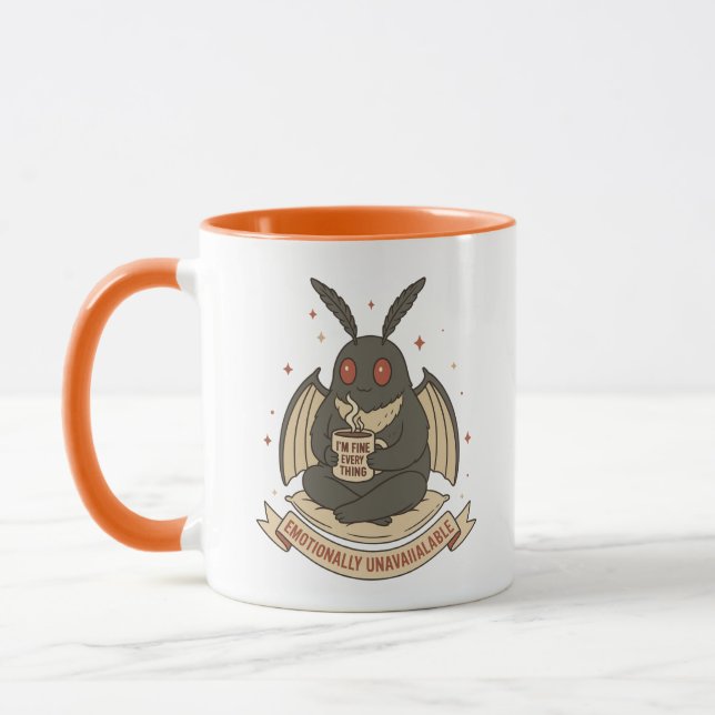 Taza Funny Mothman Mug – Emotional Support Cryptid Coff (Izquierda)