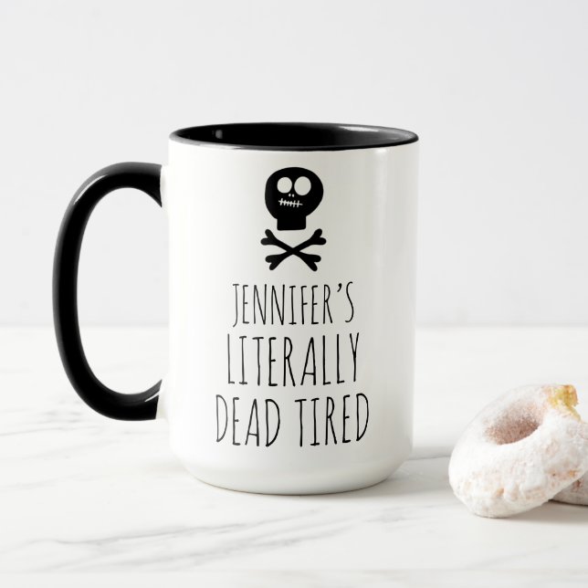 Taza Funny Muerto Cansado Café Lover Personalizado (Con donut)