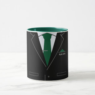 Taza Funny Mug Gift Custom Name Business Black Suite
