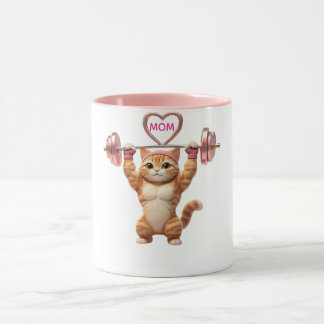 Taza Funny Muscular Cat Mother's Day Gym Mom Coffee Mug