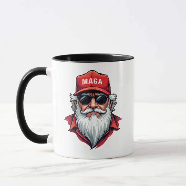 Taza Funny Navidades de Donald Trump y Santa Claus MAGA (Izquierda)
