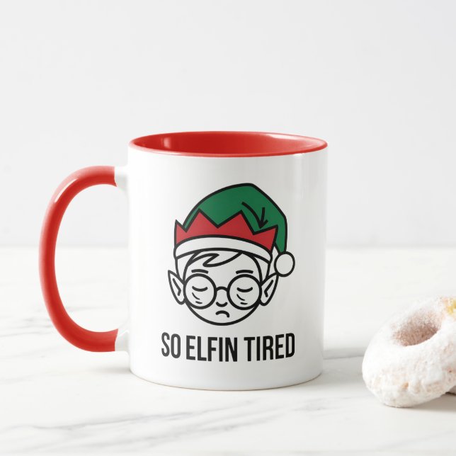 Taza Funny Navidades del ELF mañana Stocking Stuffer (Con donut)