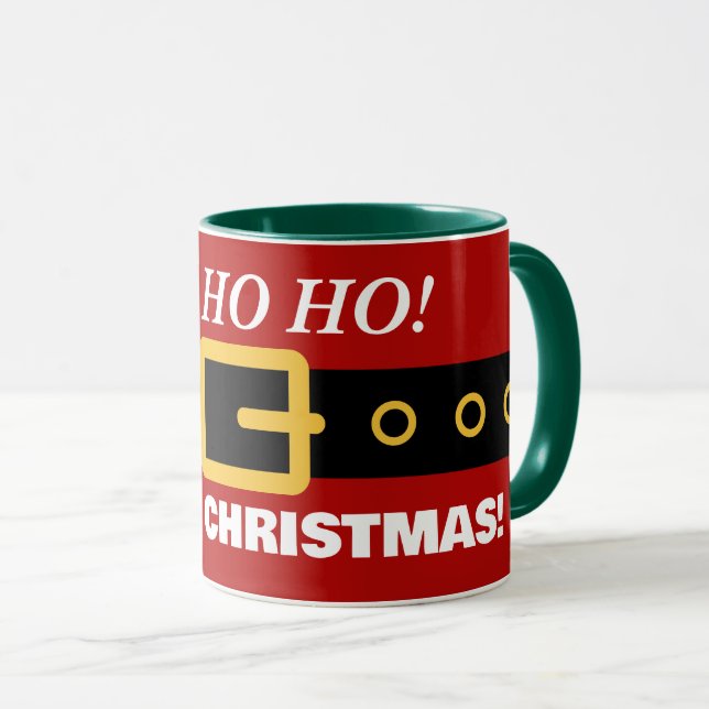 Taza Funny Navidades rojos traje y cinturón de Santa Cl (Anverso derecho)