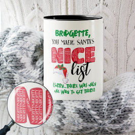 Taza Funny Navidades Santa Nice Naughty List Name