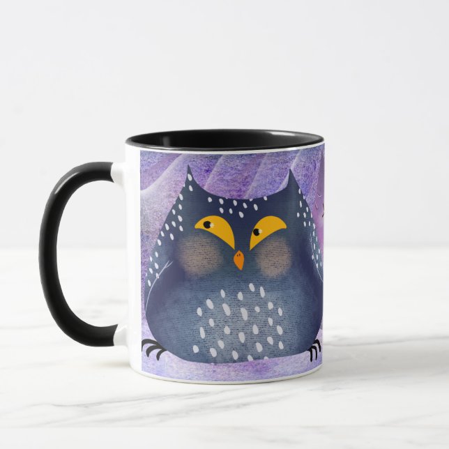 Taza "Funny Owl Mug Wrap - Hermosa y graciosa peluca de (Izquierda)
