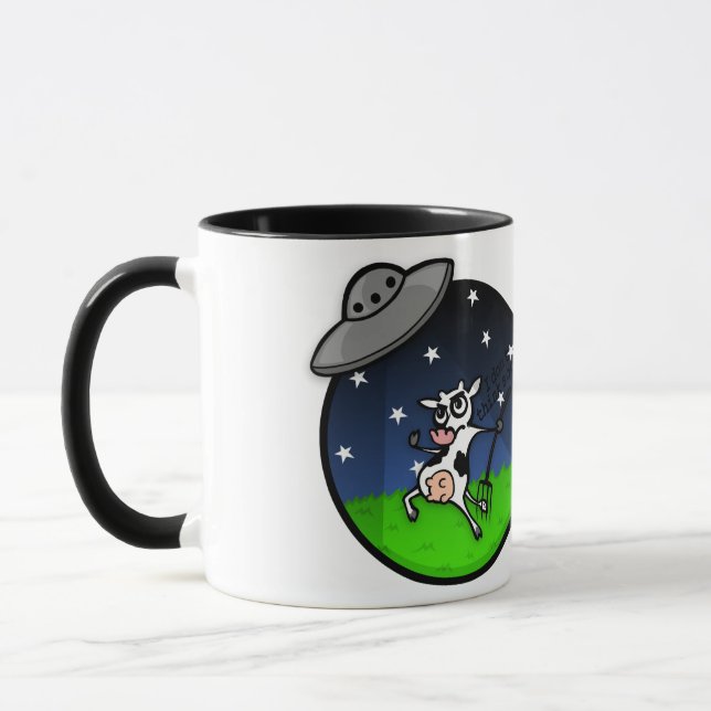 TAZA FUNNY PERSONALIZADO COW ALIEN SECDUCTOR RINGER MUG (Izquierda)