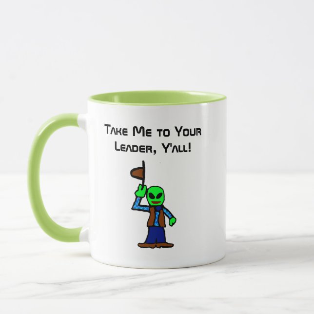 Taza Funny Personalizado de Cowboy Alien con secuestro  (Izquierda)