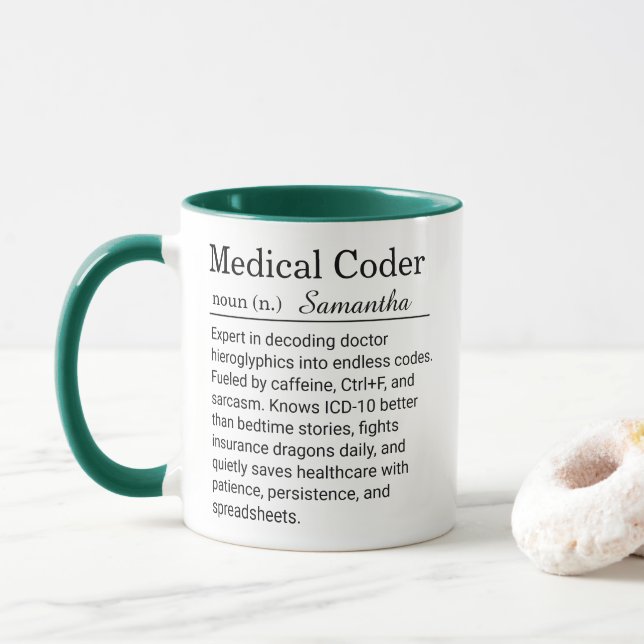 Taza Funny Personalized Medical Coder Definition  (Con donut)