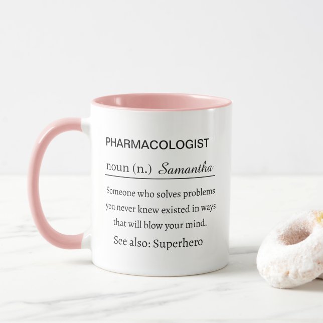 Taza Funny Personalized Pharmacologist Definition (Con donut)