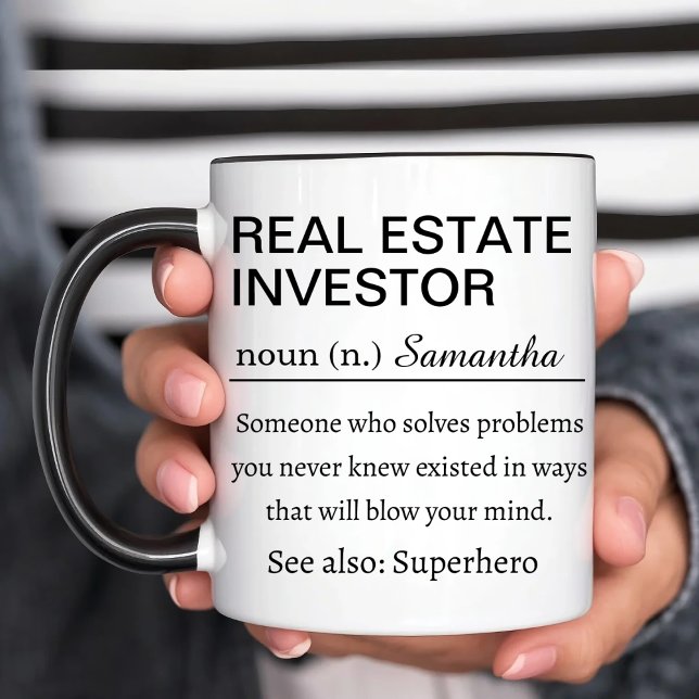 Taza Funny Personalized Real Estate Investor Definition (Subido por el creador)