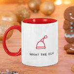 Taza Funny Pun simple festividad Minimalista qué elfo<br><div class="desc">¡Empieza tu día con una risa! 😂 Sip de nuestro 'What the Elf' Mug - ¡agrega tu propio toque de humor! ¡Una taza de alegría navideña espera! 🎄 #FunnyHolidayMug</div>