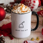Taza Funny Pun simple festividad Minimalista qué elfo<br><div class="desc">¡Empieza tu día con una risa! 😂 Sip de nuestro 'What the Elf' Mug - ¡agrega tu propio toque de humor! ¡Una taza de alegría navideña espera! 🎄 #FunnyHolidayMug</div>