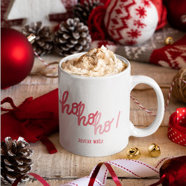 Taza Funny Red Pink Hohoho Joyeux Noel Typography