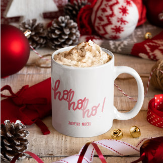 Taza Funny Red Pink Hohoho Joyeux Noel Typography