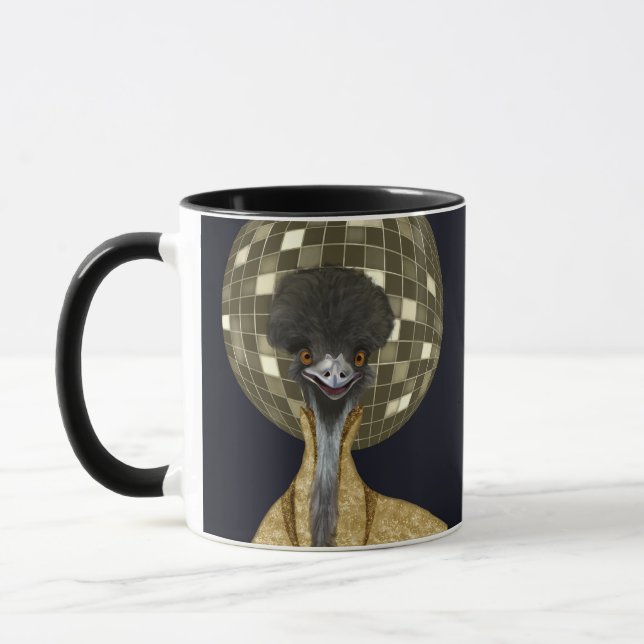 Taza Funny Retro Golden Disco Ball Emu Bird (Izquierda)