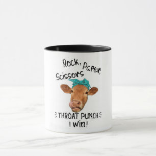 Taza Funny Rock Paper Scissors Throch Punch/Cow