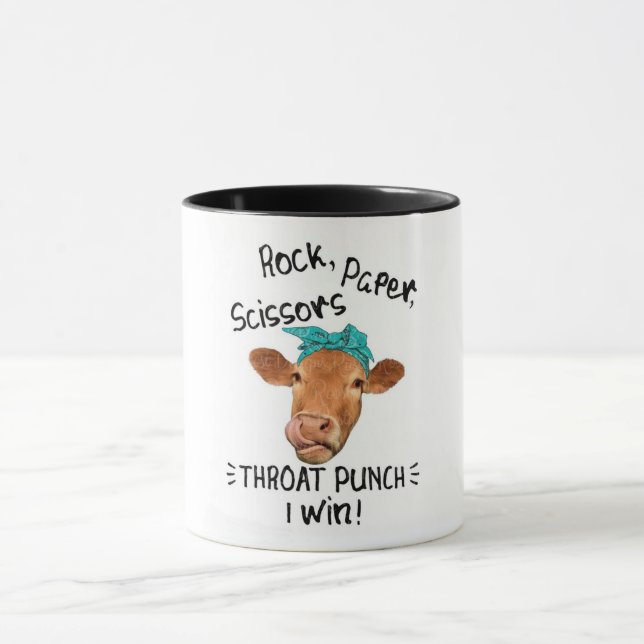 Taza Funny Rock Paper Scissors Throch Punch/Cow (Centro)