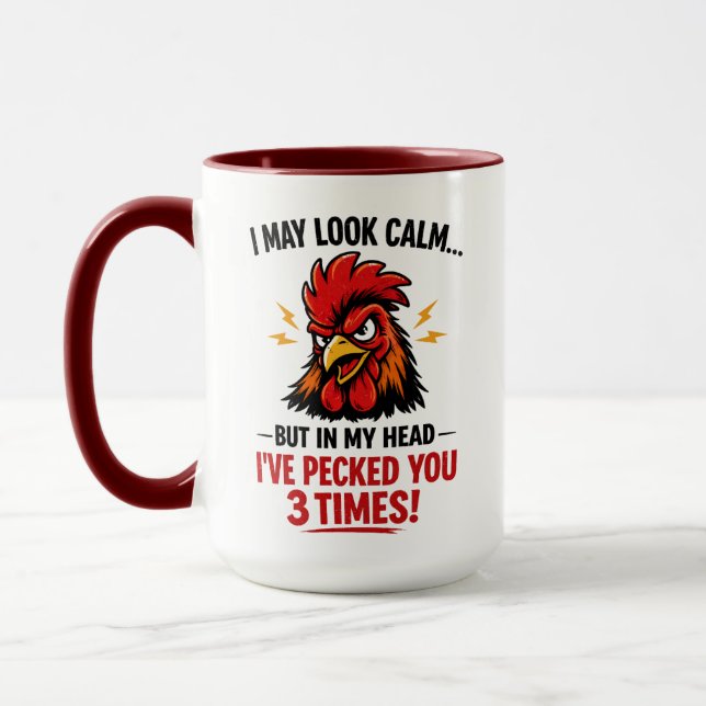 Taza Funny Rooster Coworker Mug | I May Look Calm (Izquierda)