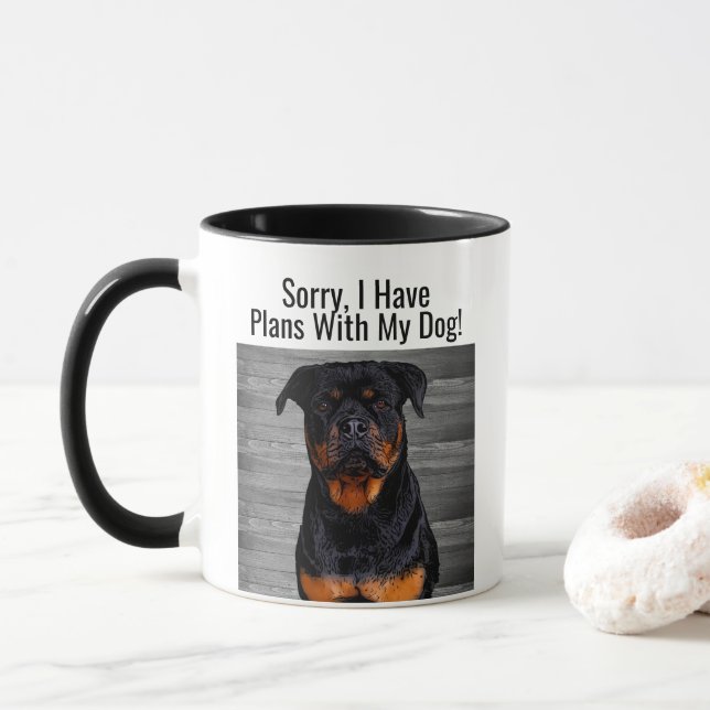 Taza Funny Rottweiler Planea Con Animal De Perro (Con donut)