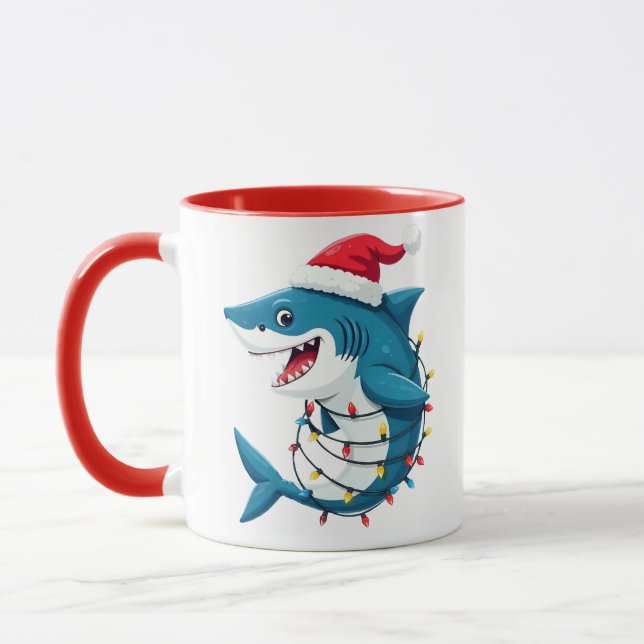 Taza Funny Shark Wearing Santa Christmas Hat  (Izquierda)
