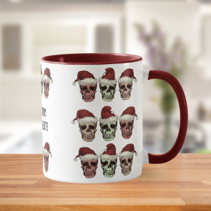 Taza Funny Skeleton Spooky Vibes Head Navidades Red