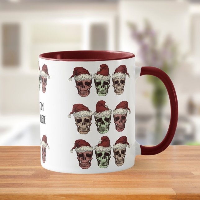 Taza Funny Skeleton Spooky Vibes Head Navidades Red (Subido por el creador)