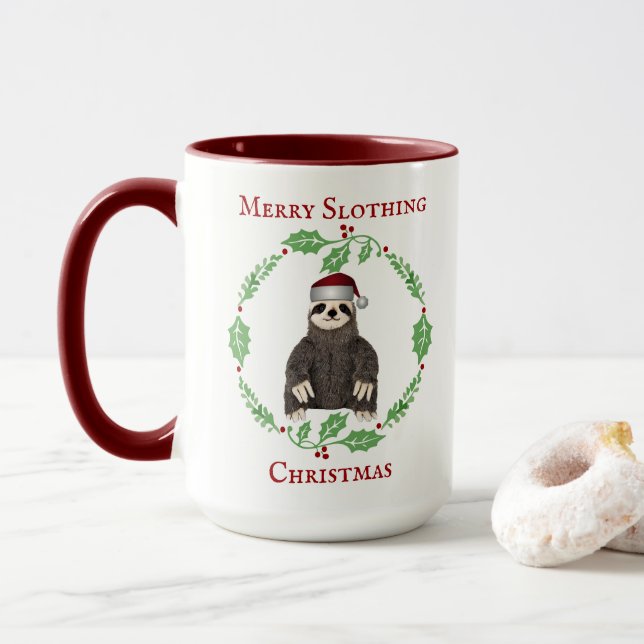 Taza Funny Slon Pun Merry Christmas Cute Santa Hat (Con donut)
