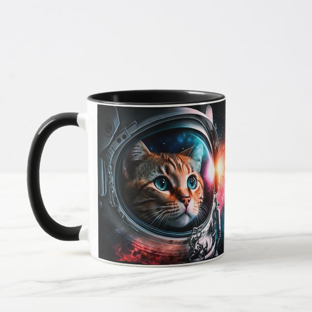 Taza Funny Space Cat Astronauta Kitty Galaxy Universe (Izquierda)