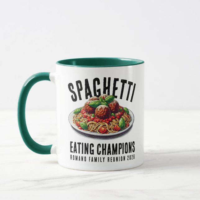 Taza Funny Spaghetti Eating Champions Family Reunion (Izquierda)