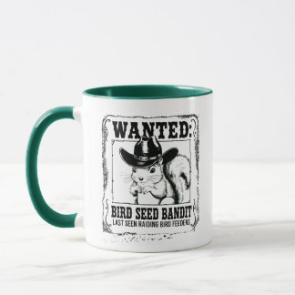 Taza Funny Squirrel Wanted Poster | Bird Seed Bandit Co