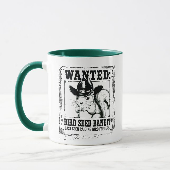 Taza Funny Squirrel Wanted Poster | Bird Seed Bandit Co (Izquierda)