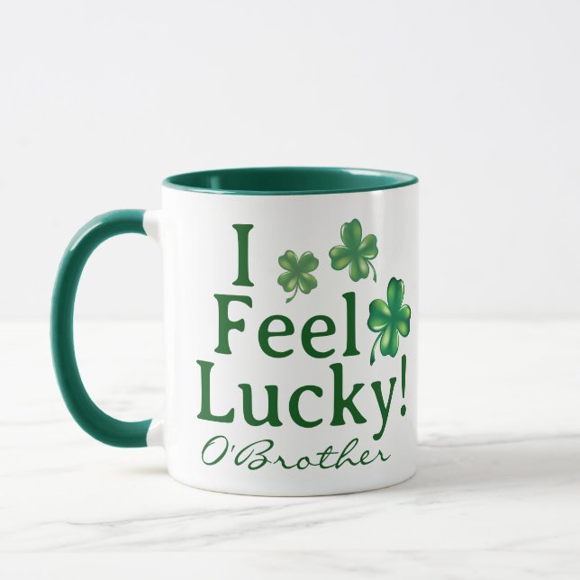 Taza Funny St. Patrick's Day I Feel Lucky Clover Trio (Izquierda)