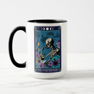 Taza Funny Tarot El Skeleton De La Tarjeta Overthinker