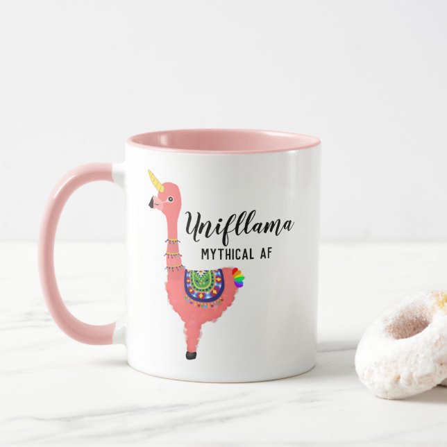 Taza Funny Unicornio Llama Flamingo Inspiradora Unillam (Con donut)