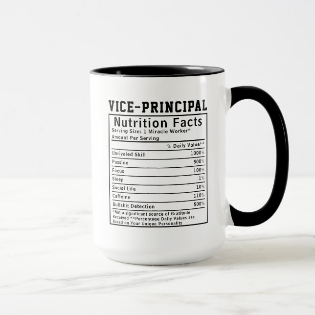 Taza Funny Vice-Principal Nutrition Facts Staff Worker  (Derecha)
