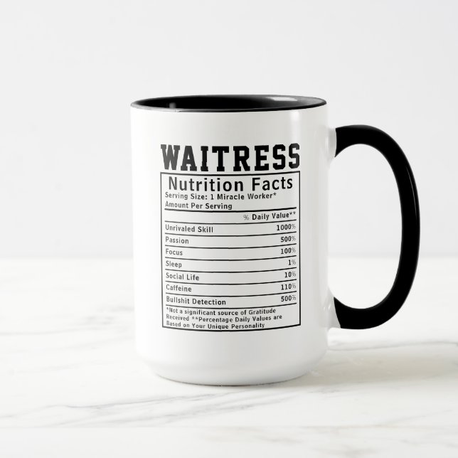 Taza Funny Waitress Nutrition Hacts Employee (Derecha)