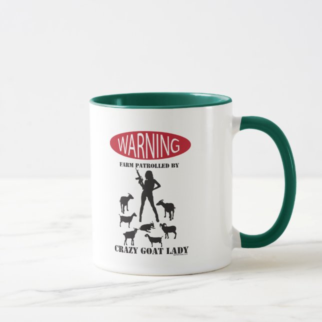 Taza FUNNY Warning Farm Patrocinada por Crazy Goat LAdy (Derecha)