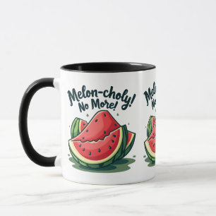 Taza Funny Watermelon Pun "Melon-choly No More"