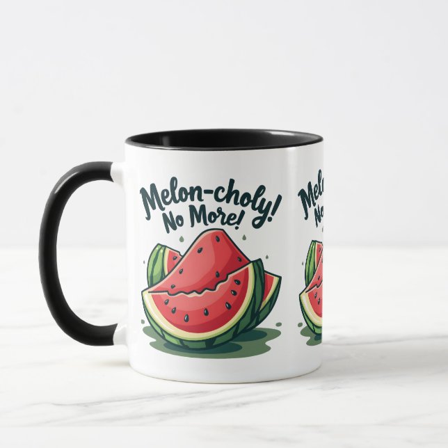 Taza Funny Watermelon Pun "Melon-choly No More" (Izquierda)