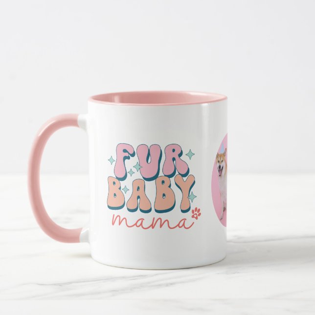 Taza Fur Baby Mama Mug Retro Pink Personalizado (Izquierda)