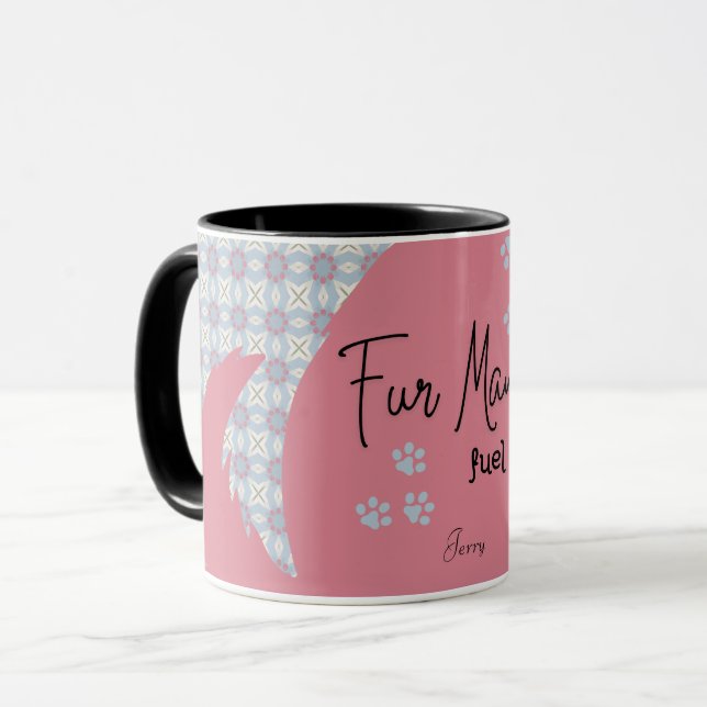 Taza FUR MAMA COMBUSTIBLE rosa y azul (Anverso izquierdo)