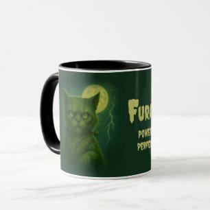 Taza Furankenstein satírico - Gato con título de Gótico