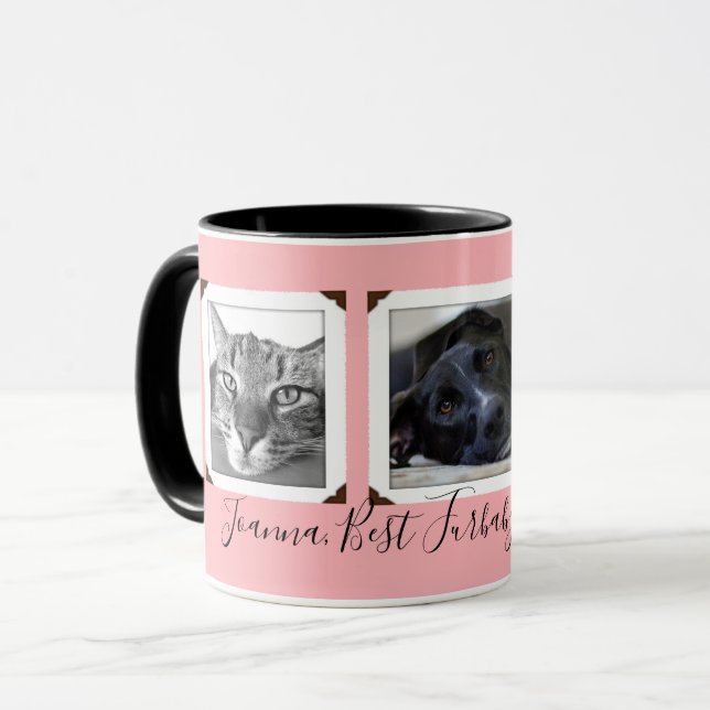 Taza Furbaby Mom Tres fotos regalo Mug (Anverso izquierdo)